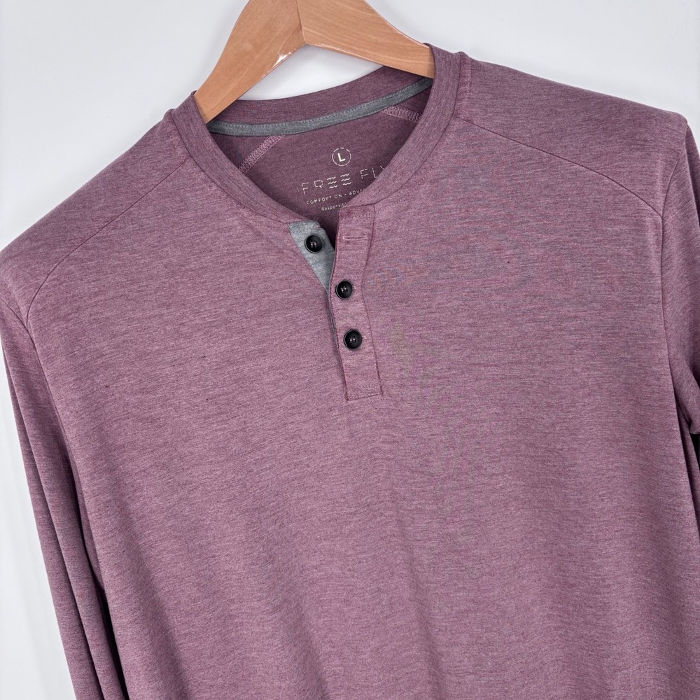 Free Fly Bamboo Heritage Henley Shirt Mens Large Plum Heathered Long Sleeve FLAW